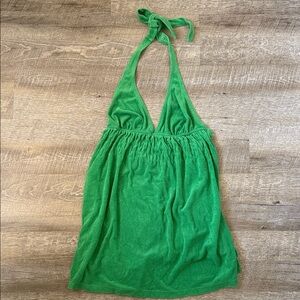 Baby Phat Y2K Green Terry Cloth Halter Dress Size Large
